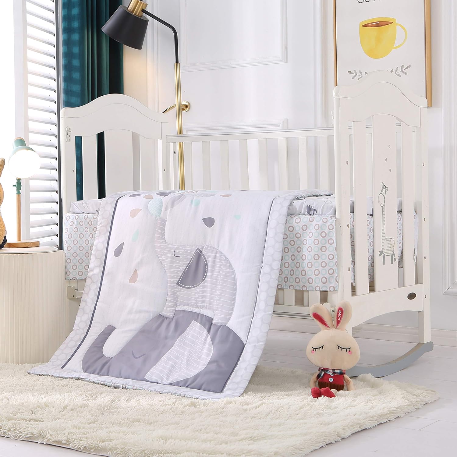 VIVILINEN Baby Crib Bedding Set Grey Elephants 3 India Ubuy