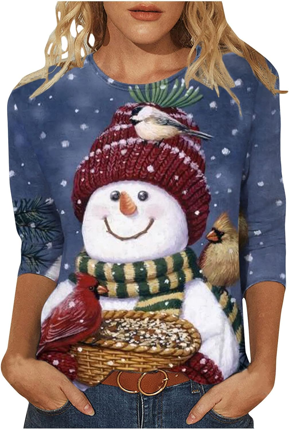 NaRHbrg Christmas Tops for Women Santa Claus Snowman Pattern India