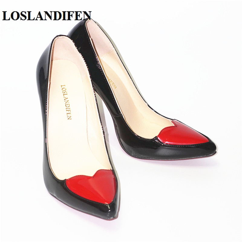 Go Lady Lady LOSLANDIFEN Women Red Heart High Heel Pumps