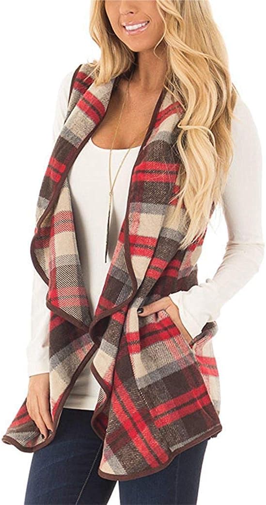 Plaid cardigan vest best sale