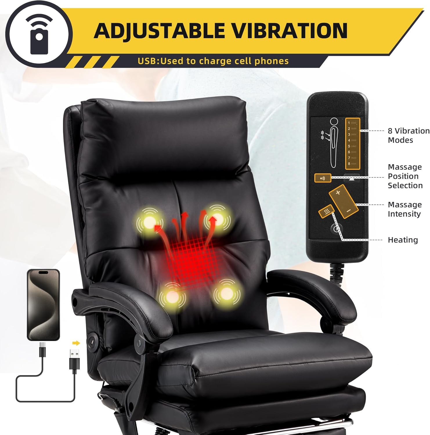 Office chair with heat and massage hot sale