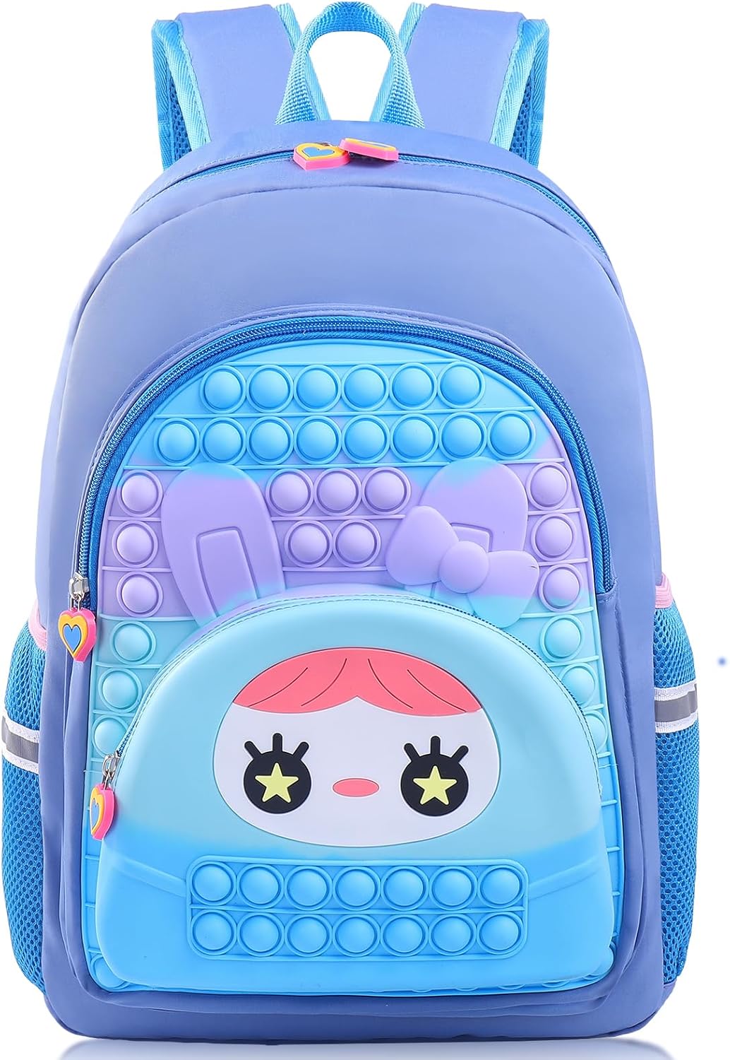 Ejoich Pop On It Backpack for Girls Boys Large Capacity Fidget Toys Backpack Rainbow Pop Shoulder Bag Pop School Bookbag