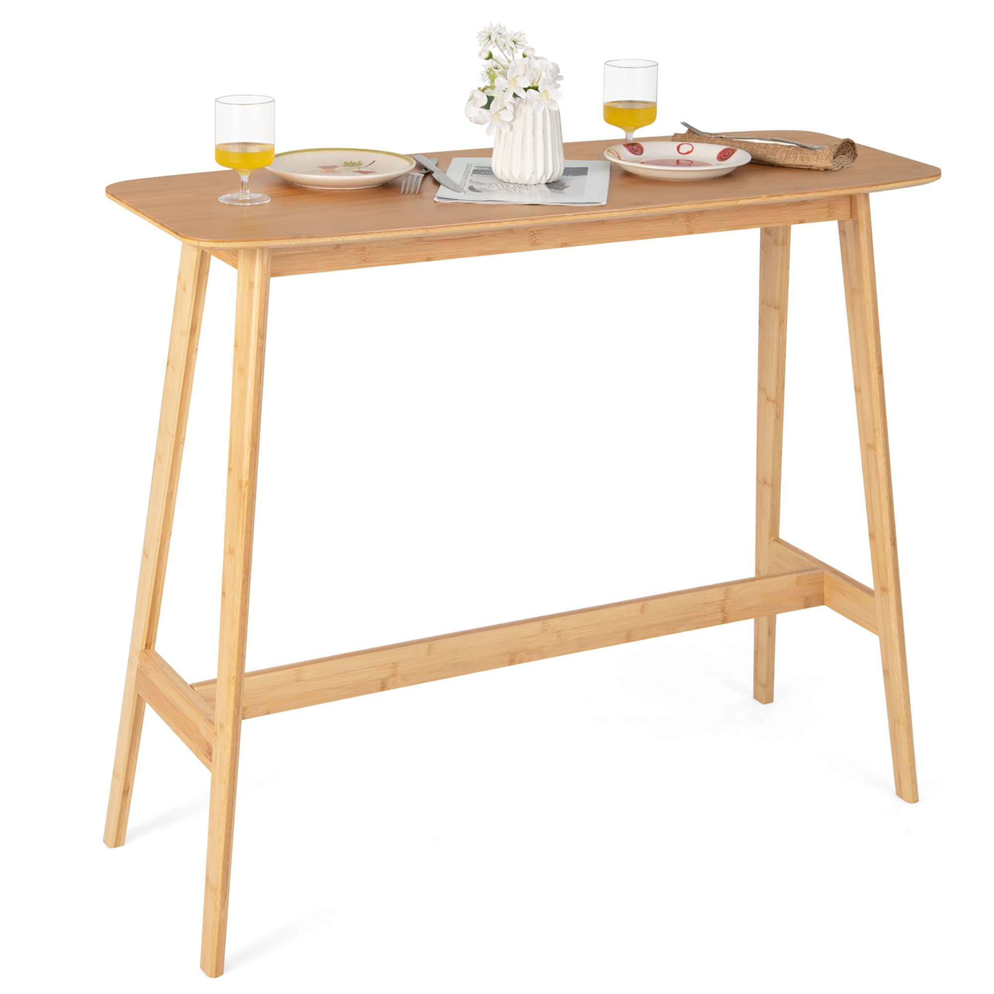 Costway Bamboo Bar Table 48 High Top Console Dining India | Ubuy