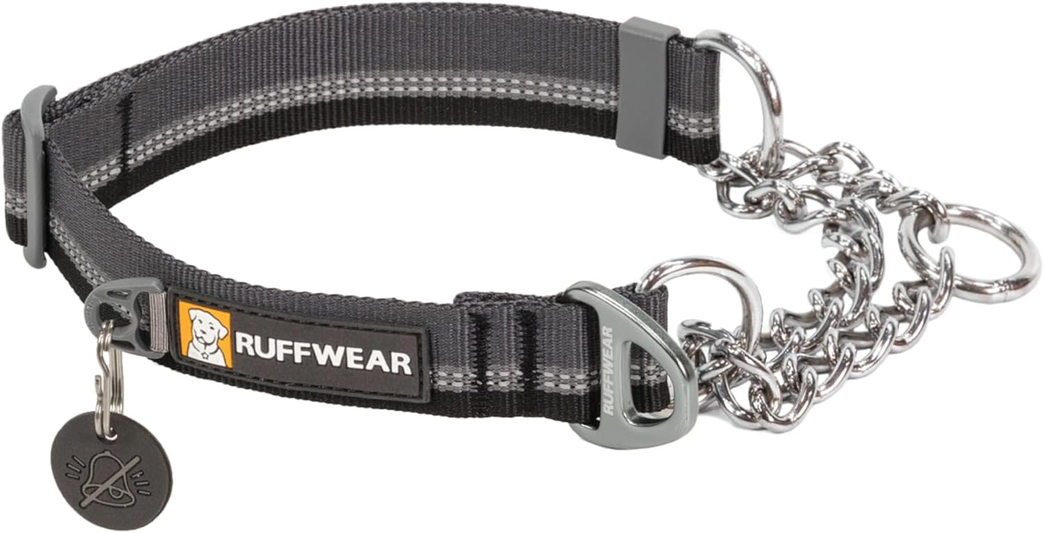 RUFFWEAR Chain Reaction Dog Collar On Leash Walking Granite Gray Size 11 14