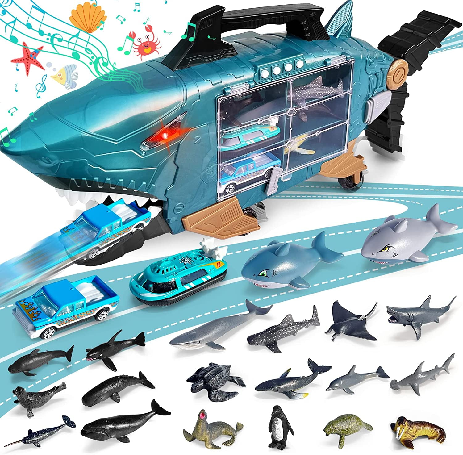 Interactive Shark Toy Set with LED Music Trucks Palestine Ubuy